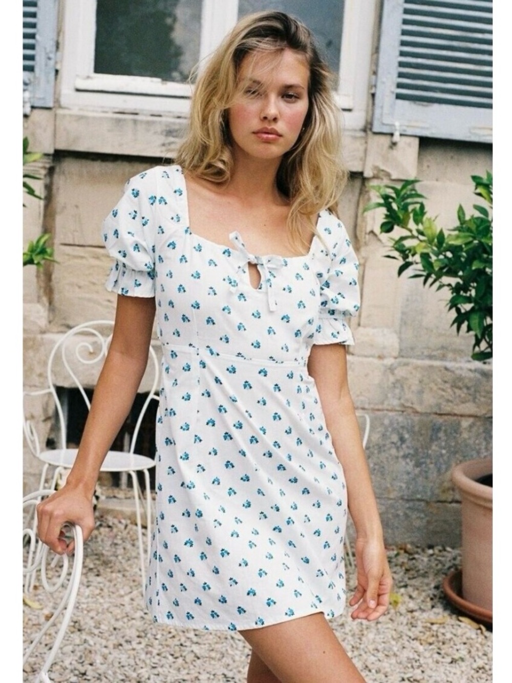 With Jean Juliette White Floral Mini Dress Small